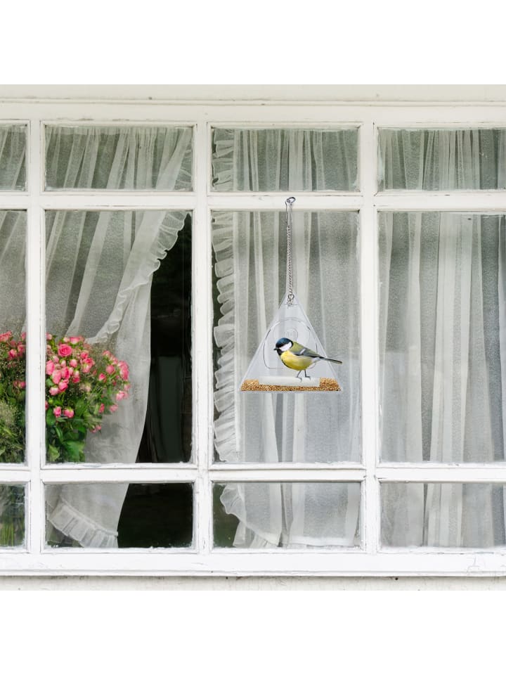 relaxdays Vogelfutterhaus in Transparent - (B)12,5 x (H)13 x (T)7,5 cm günstig kaufen onesize