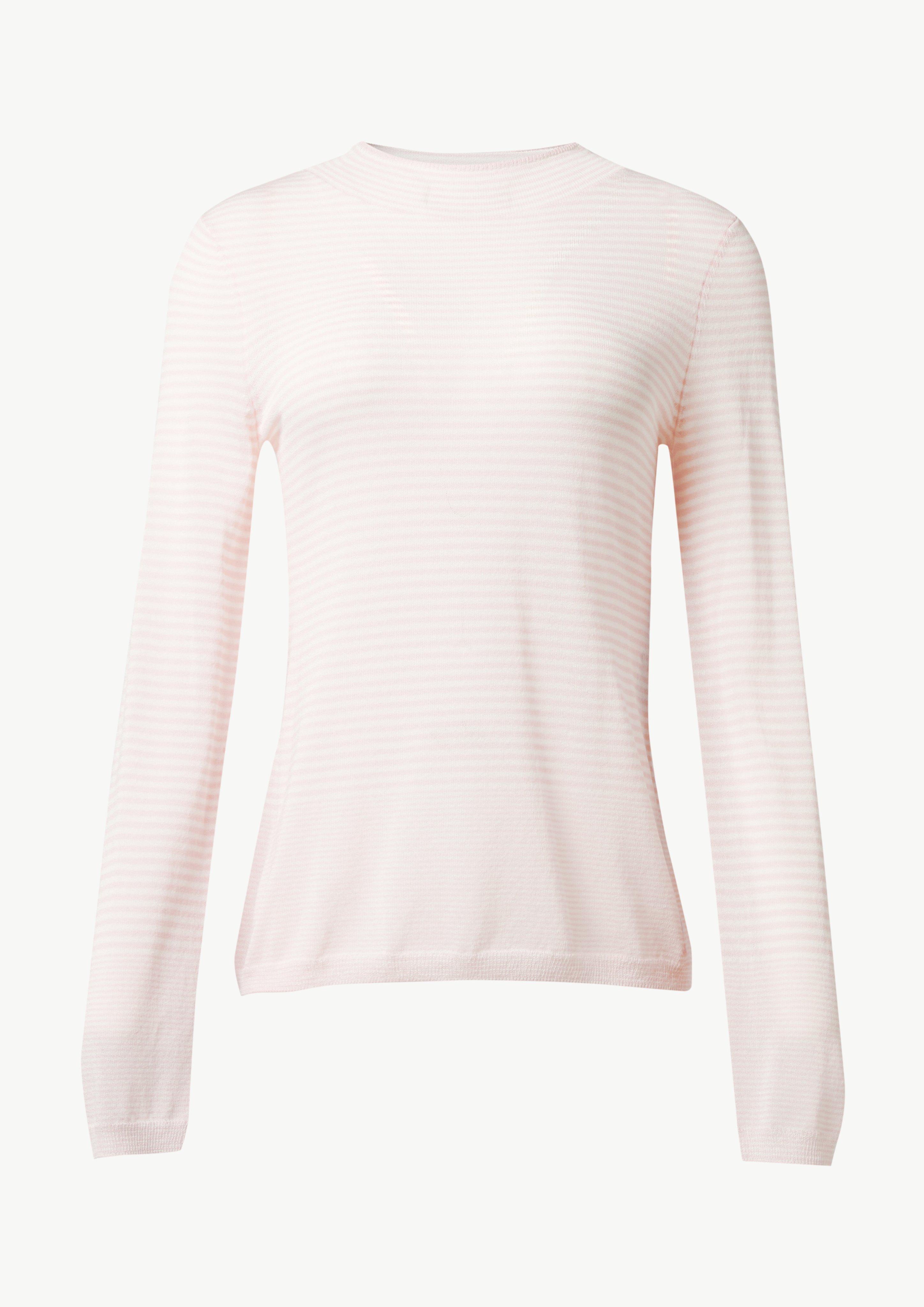 Leichter Strickpullover mit angedeutetem Stehkragen - pfirsich