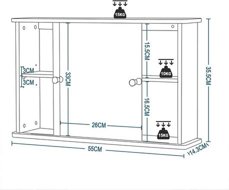 EUGAD Badezimmerspiegelschrank mit Ablage, aus Bambus, 55x35,5x14 cm