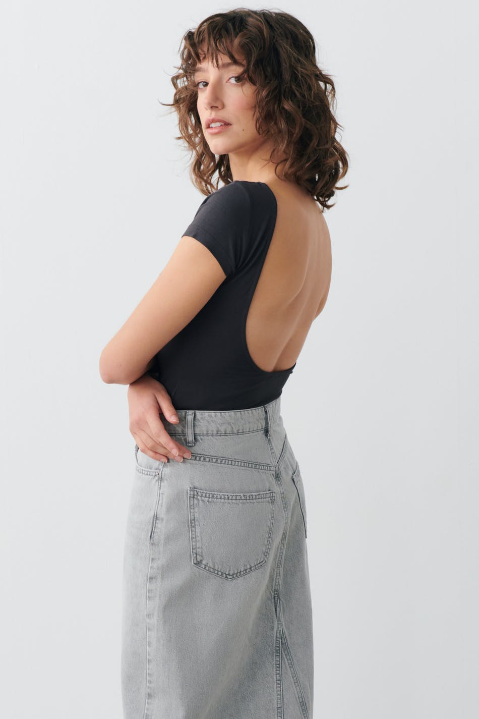 Soft touch low back top