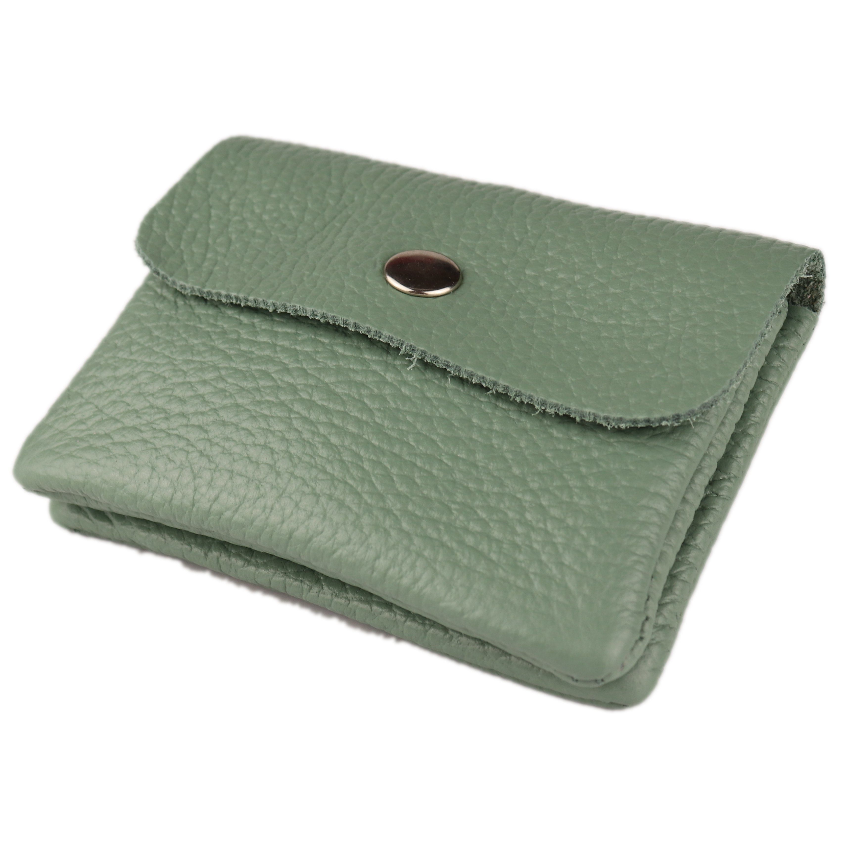 MIRROSI Mini Geldbörse Kleines Portemonnaie MADE IN ITALY Echtleder (11 x 8 x 1cm BxHxT), viele tolle Trendfarben zur Auswahl, leicht ca.50g