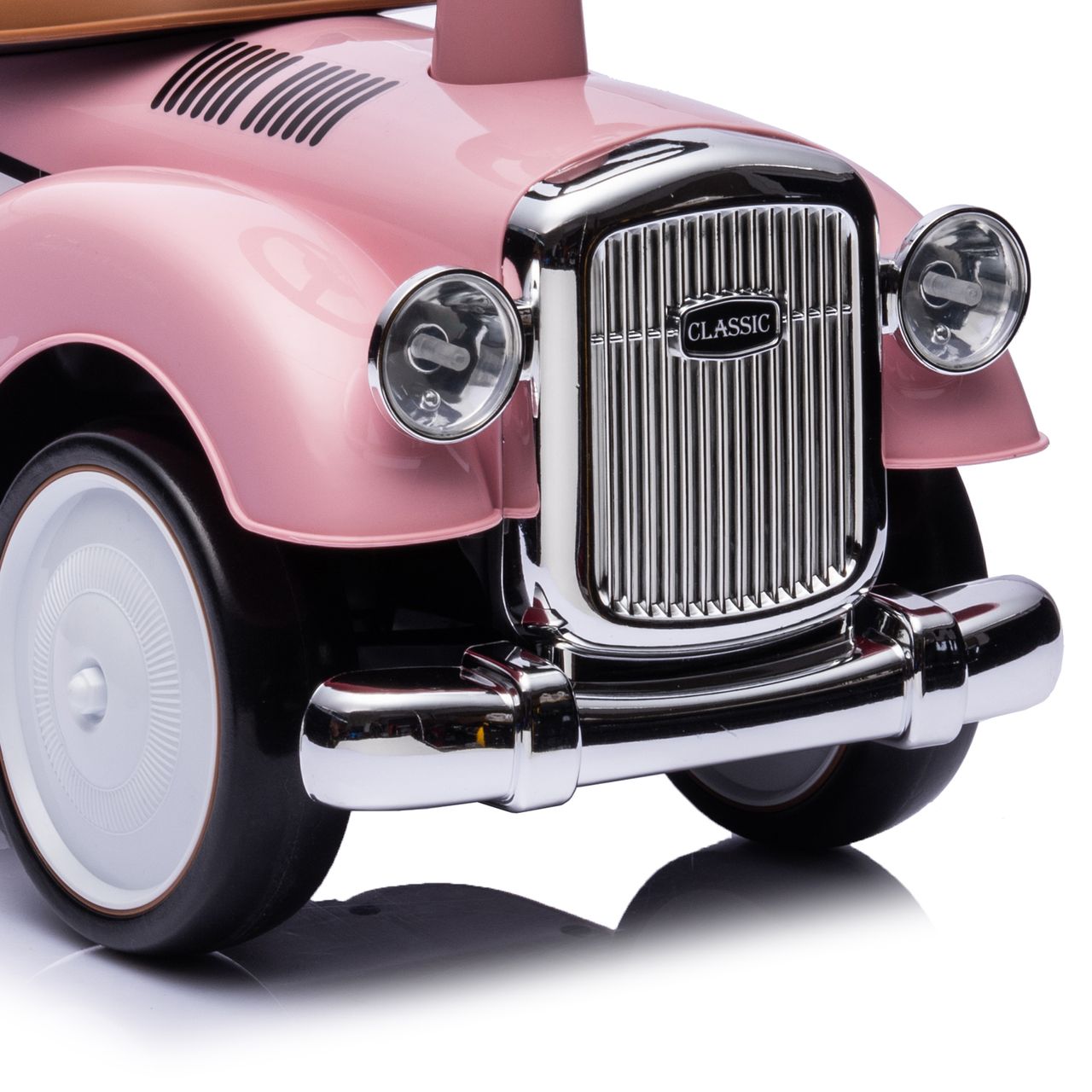 Lemodo Rutschauto ab 1 Jahr, Kinderauto im Retrodesign pink, Kinderfahrzeug mit Hupe