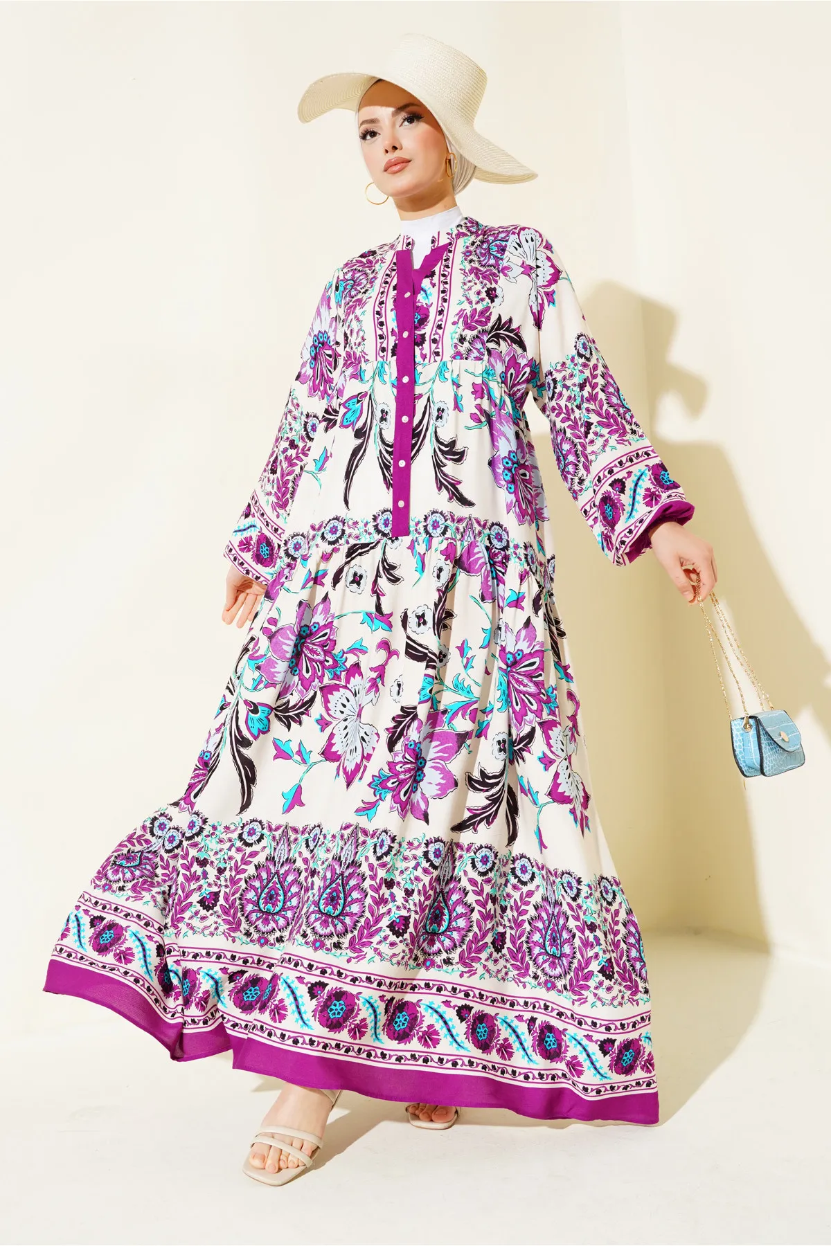 Bigdart  Damen Hijab-Kleid aus Viskose, Pflaumencreme, 2423