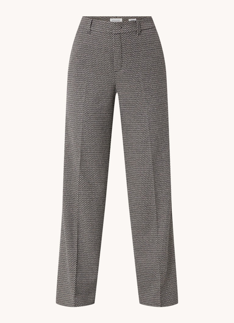 Pantaloni Rosner Mara cu talie înaltă, talie largă pe picioare, pliuri și buzunare laterale.