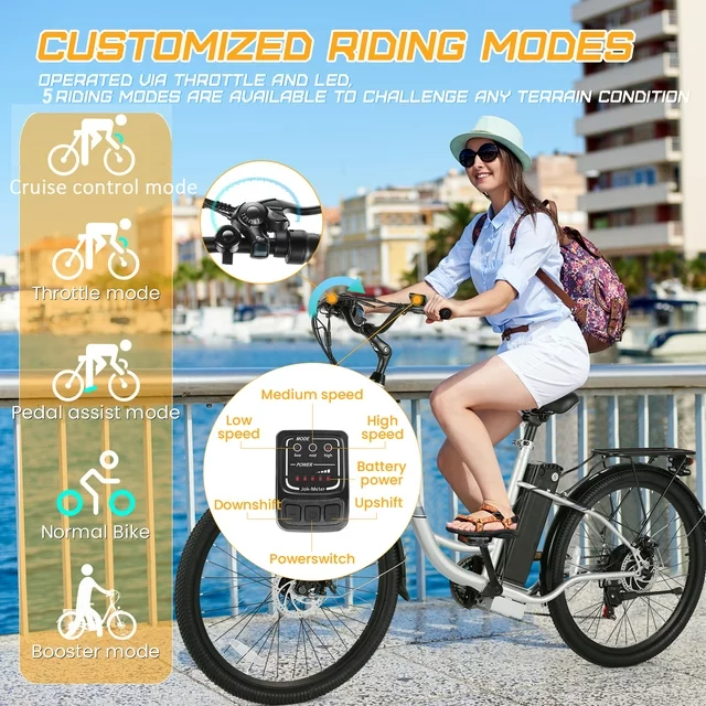 Gocio 500W Electric Bike for Adults, 26 Electric Hybrid Bicycle City Ebike, E Bike with 48V 7.8Ah Battery