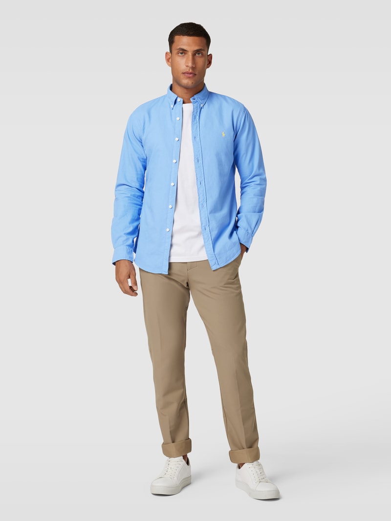 Slim Fit Freizeithemd mit Button-Down-Kragen in hellblau