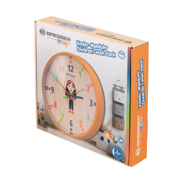 Kinder-Wanduhr, orange