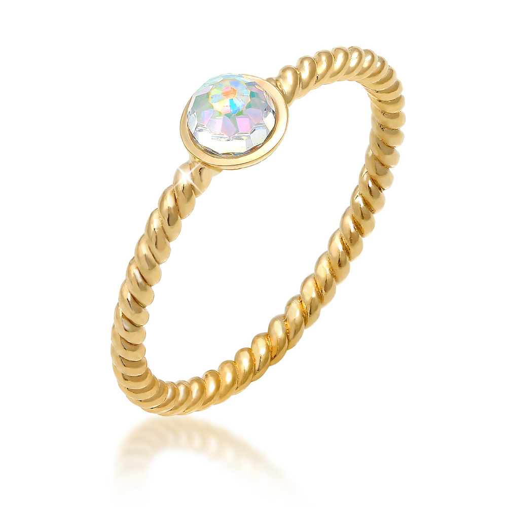 Elli Elli Bague Femmes Solitaire Twisted avec cristaux en argent sterling 925 plaqué o Bague