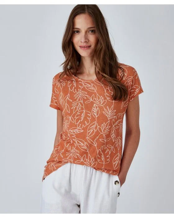 Tee-shirt imprimé mélange lin