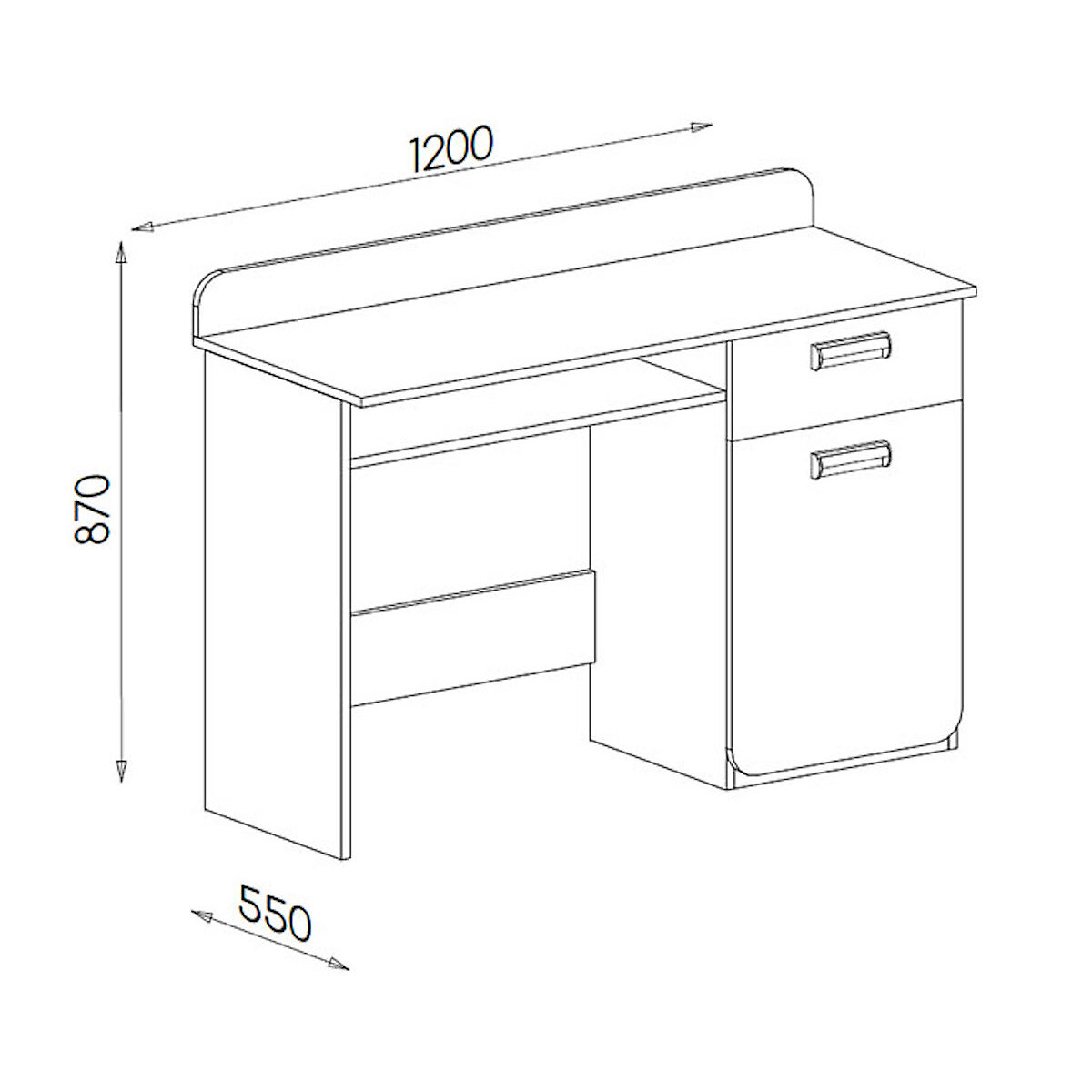 Schreibtisch Kinderschreibtisch Loreto 120x55x87cm Farbe wählbar