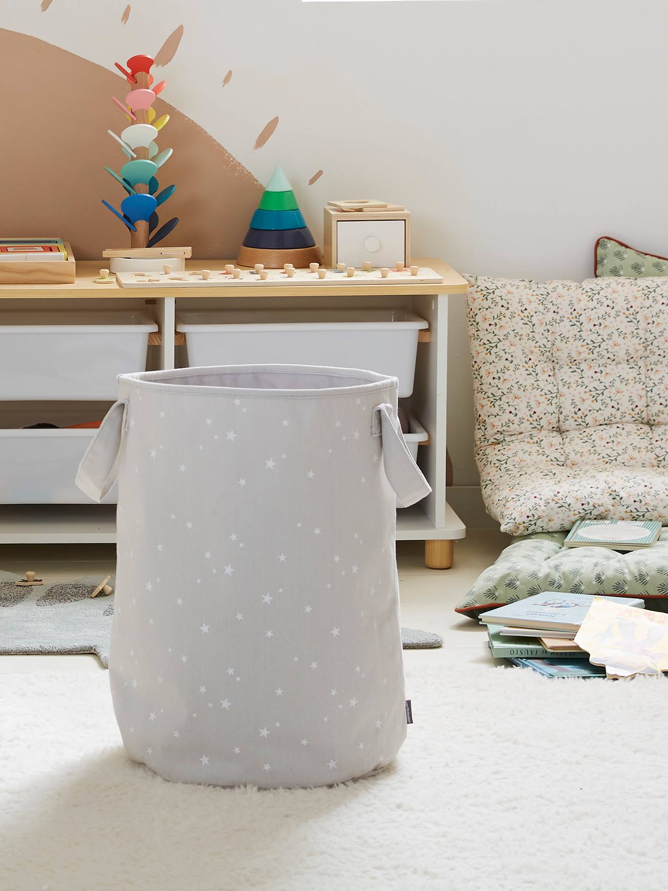 Panier à linge personnalisable gris