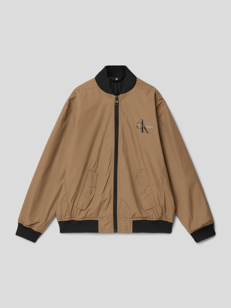 Jacke mit Label-Detail in schokobraun