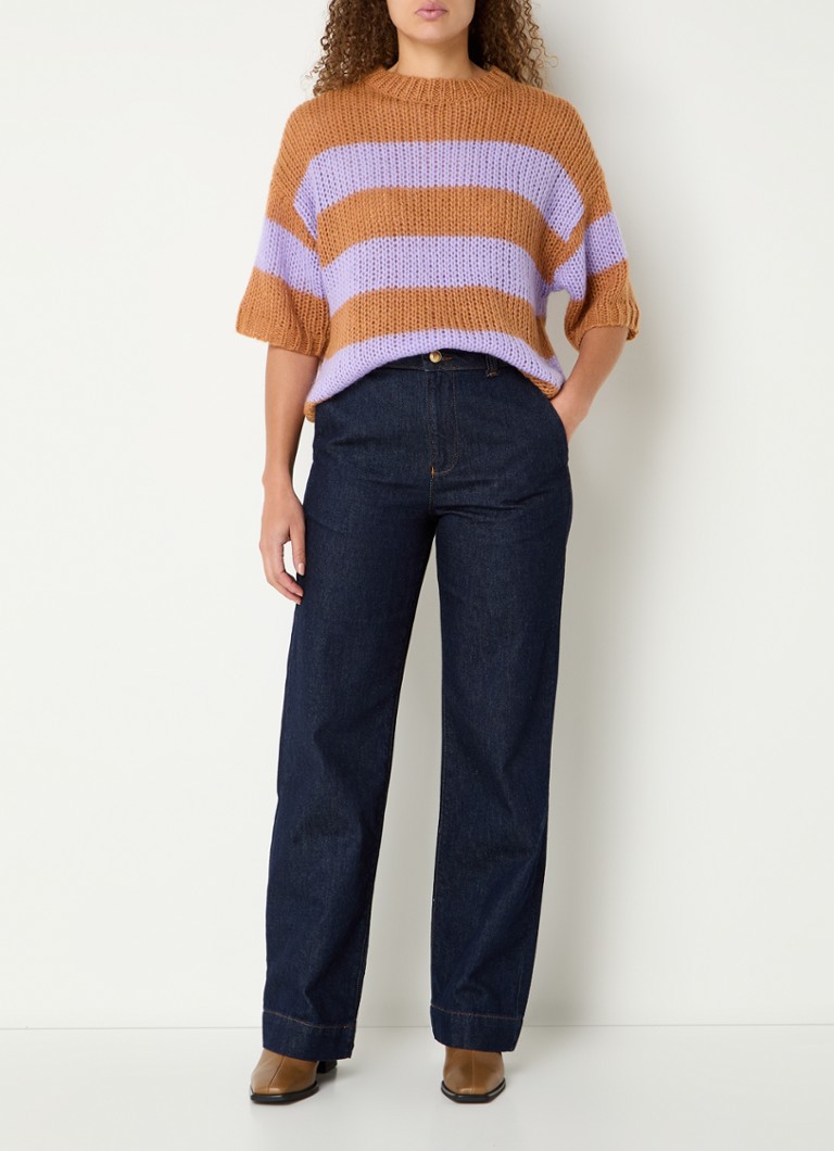 Expresso Chunky knit top in alpaca wool blend with stripe print