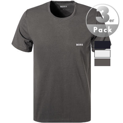 BOSS Black, T-Shirts, Baumwolle, grau-weiß-navy