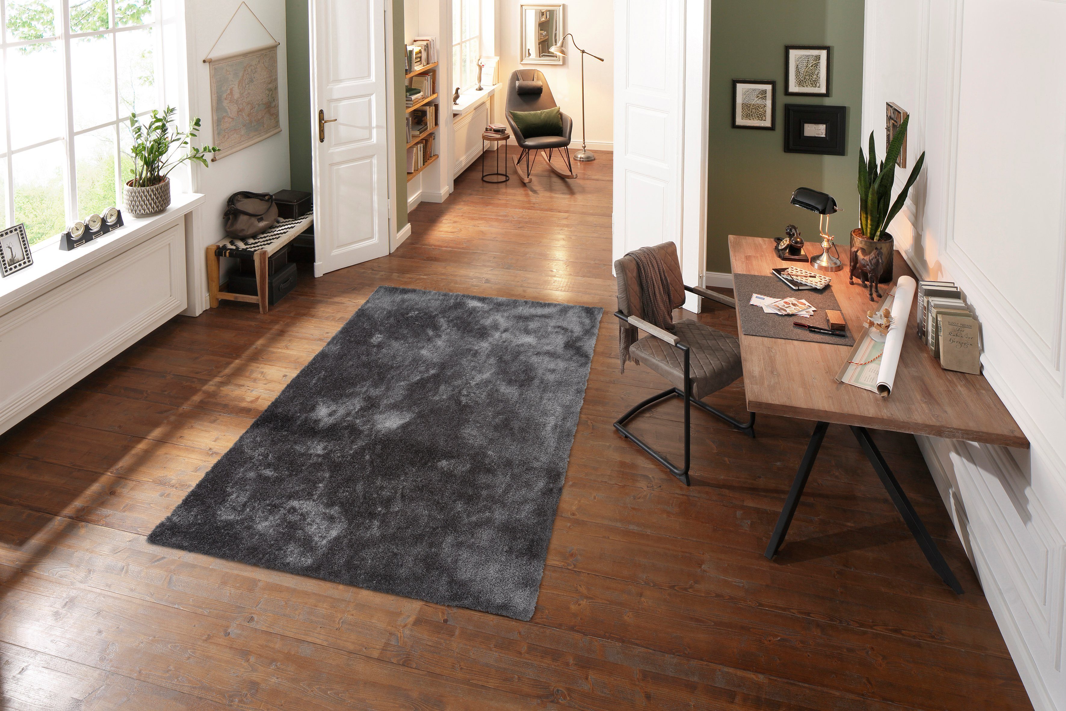 Hochflor-Teppich Dana Teppich, Bruno Banani, rechteckig, Höhe: 30 mm, uni, weich, Mikrofaser Teppiche, Wohnzimmer, Schlafzimmer, Esszimmer