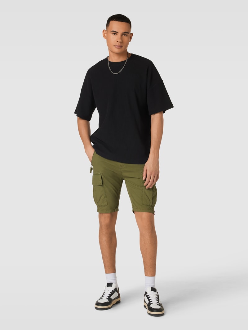 Bermudas aus Baumwolle mit Label-Details Modell 'RIBSTOP' in olivgrün