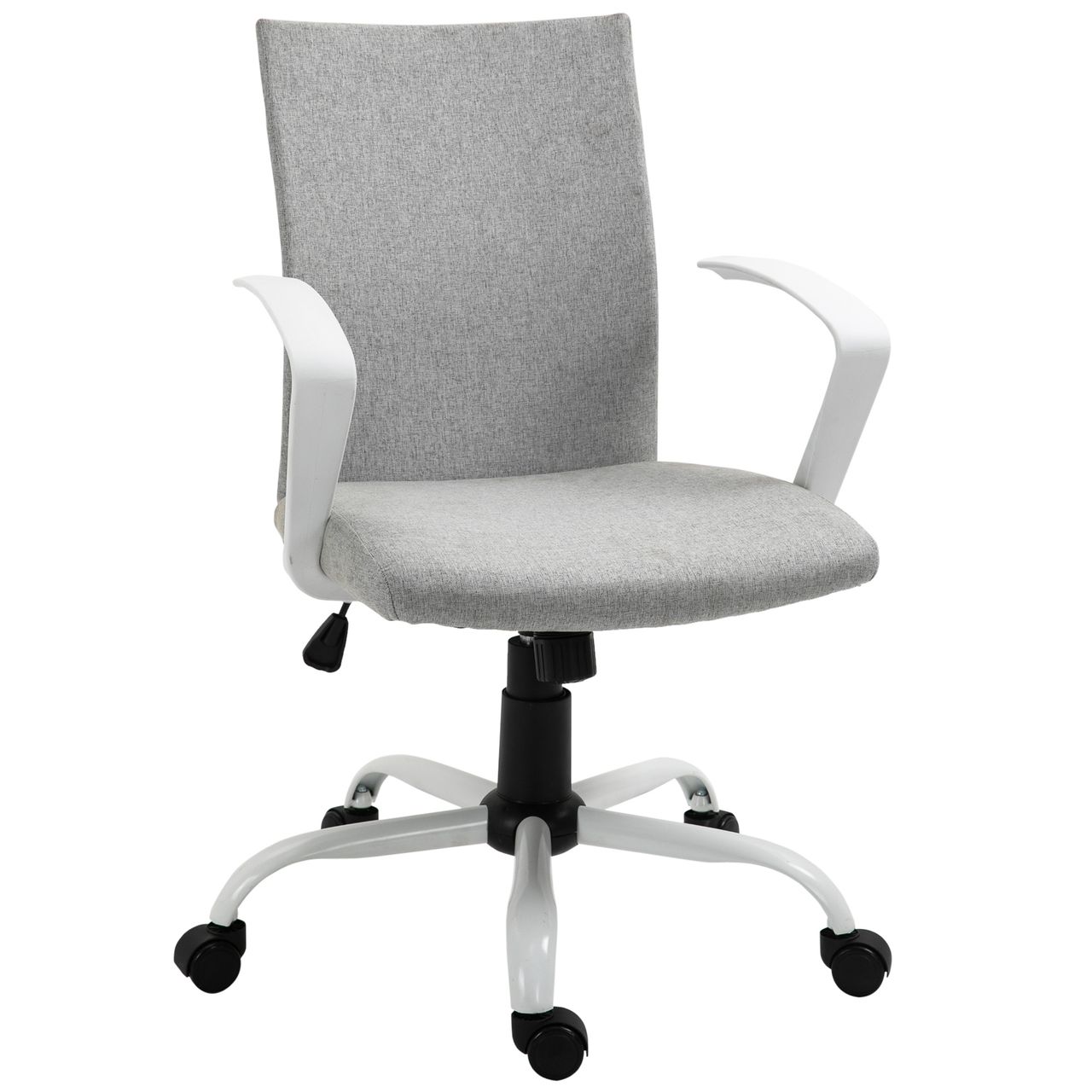 HOMCOM Bürostuhl Schreibtischstuhl Netzrückenstütze mit Wippenfunktion Kopflehne Home-Office-Stuhl höhenverstellbarer ergonomisch 360°-Drehräder Schaumstoff Nylon Grau 61 x 61 x 89-99 cm