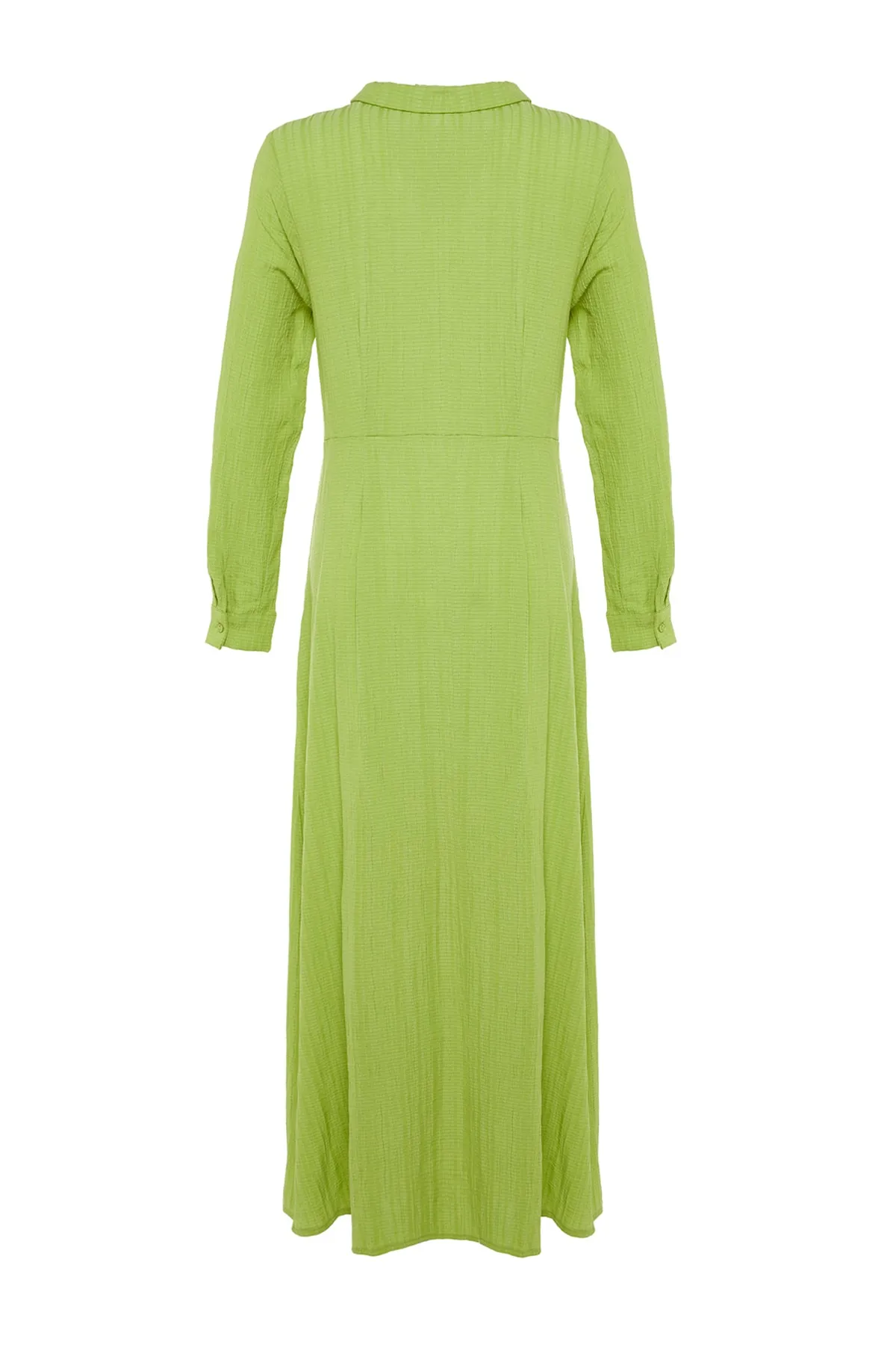Trendyol Modest  Hellgrünes gewebtes Kleid mit Knoten vorne und Reißverschlussdetails TCTSS23EB00137