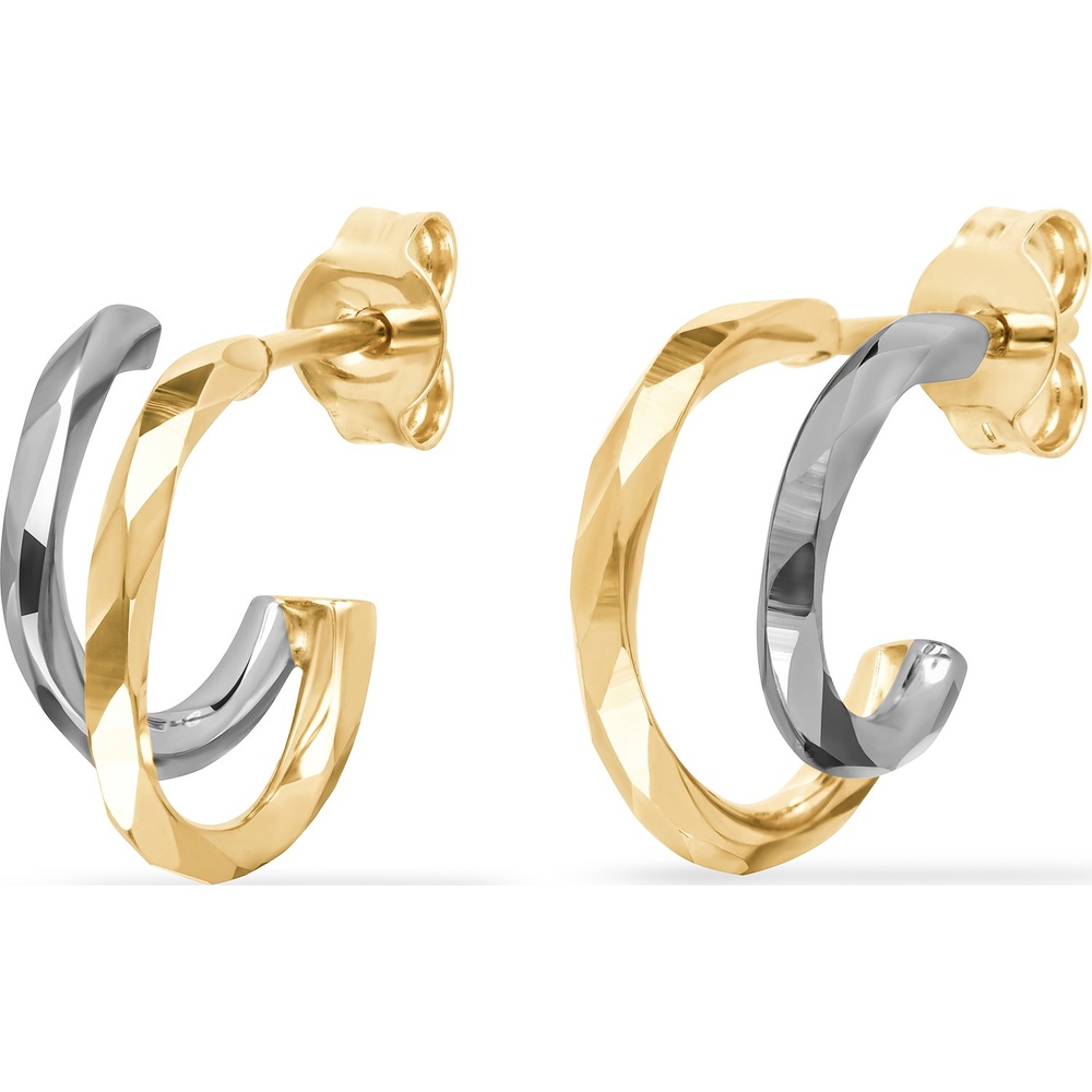 FAVS Créoles 585 Or jaune, 585 Or blanc Boucles d'oreilles