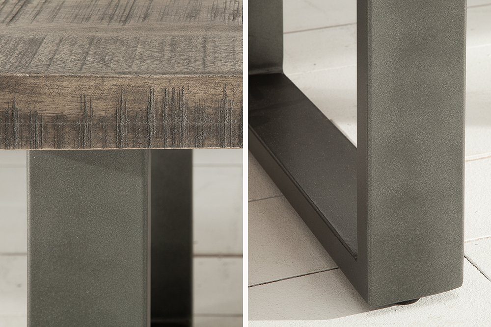 riess-ambiente Couchtisch IRON CRAFT 100cm grau, Wohnzimmer · Massivholz · Metall · eckig · Industrial Design