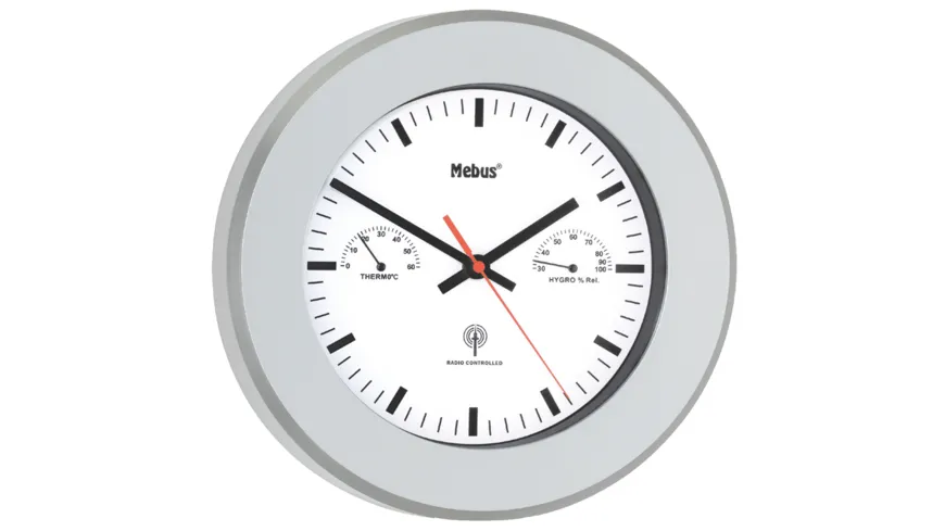 Mebus Funk-Wanduhr mit Thermometer und Hygrometer