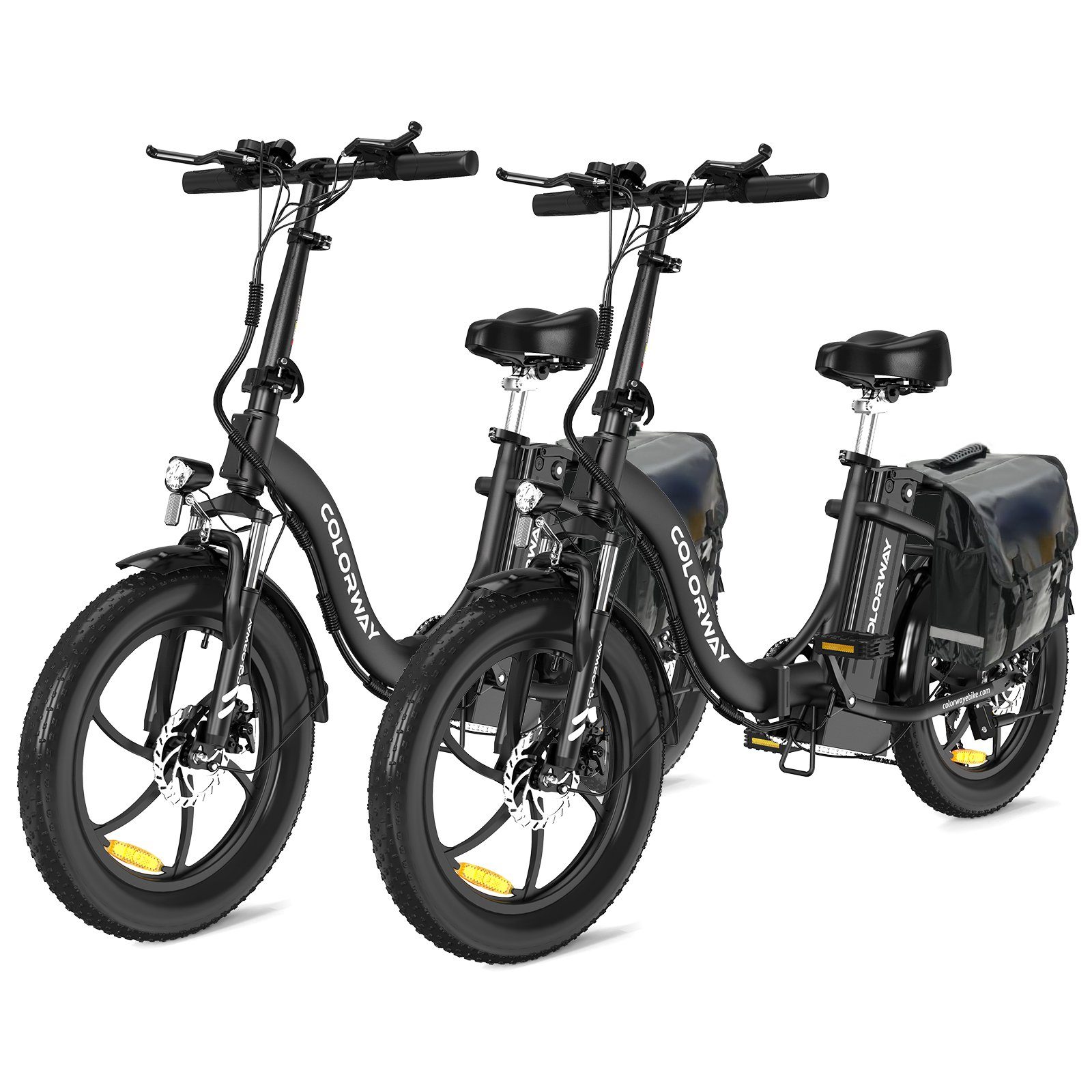 COLORWAY E-Bike *2 mit Tasche 20 Zoll x 3.0 Fat Tire Faltrad, 250 W/36V /15Ah Shimano, 7 Gang Shimano, Kettenschaltung, Heckmotor, Elektrofahrrad für Damen und Herren 160 - 185 cm, innerhalb der StVZO