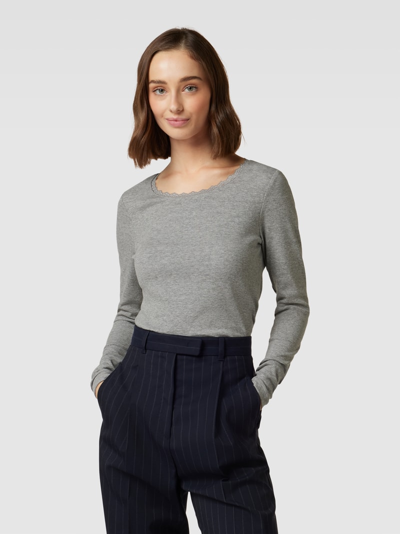 Longsleeve mit Rundhalsausschnitt in silber meliert