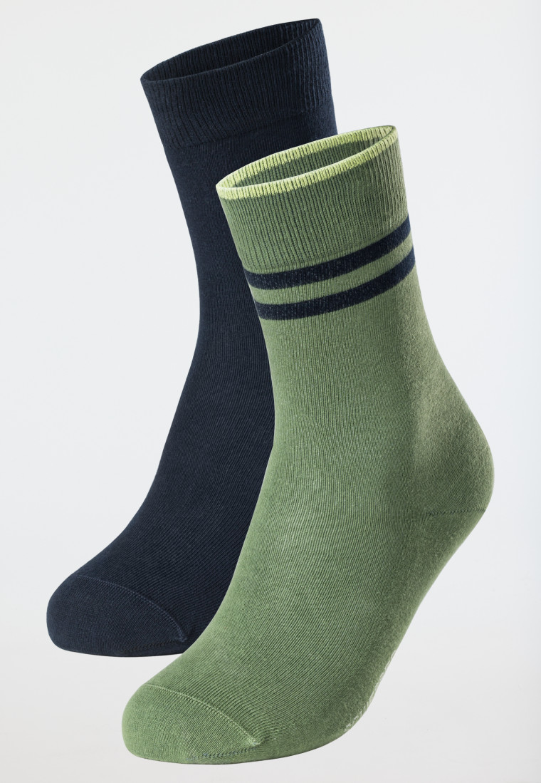 Herrensocken 2er-Pack Organic Cotton grün/jeansblau - 95/5
