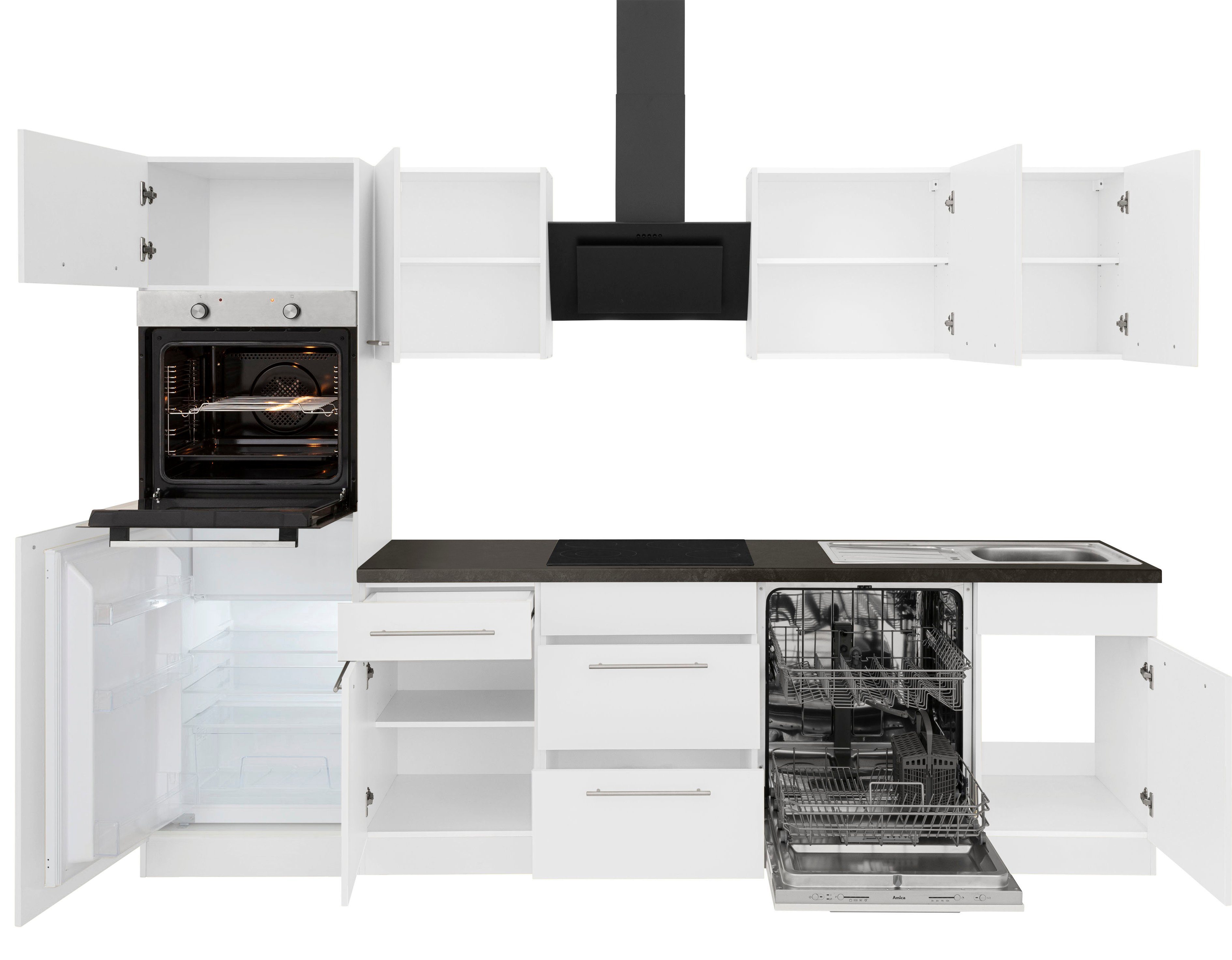 wiho Küchen Küchenzeile Unna, mit E-Geräten, Breite 280 cm