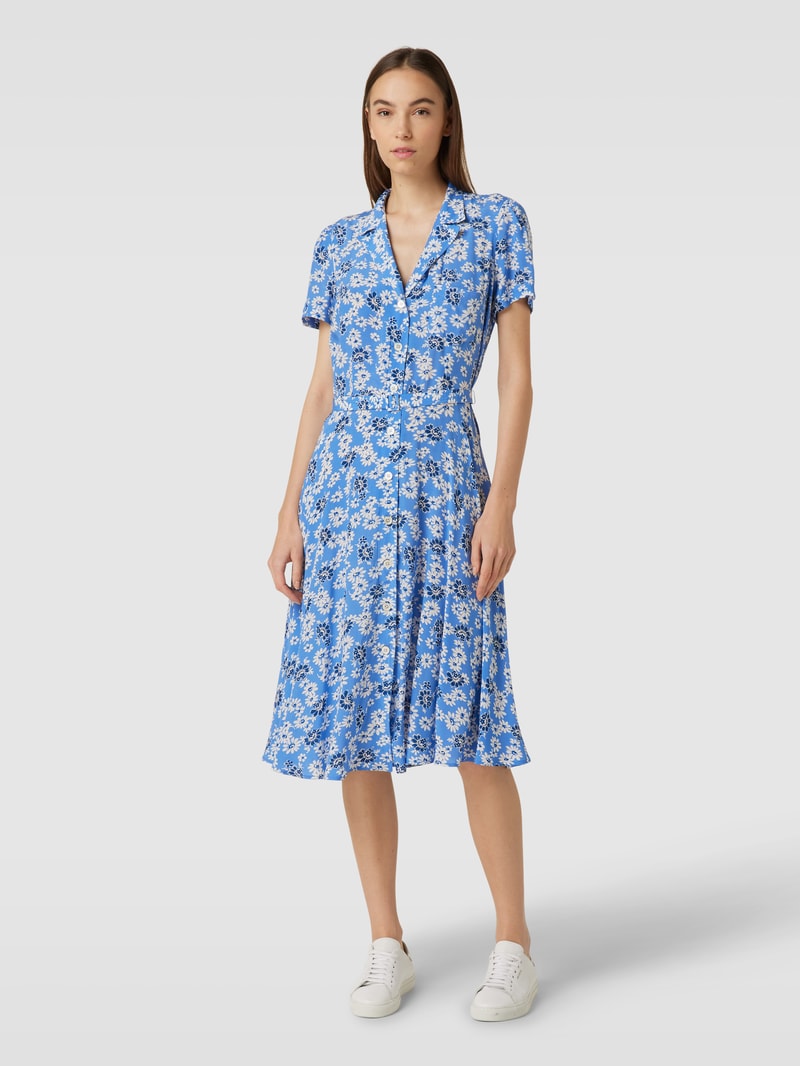 Midikleid mit floralem Muster in blau
