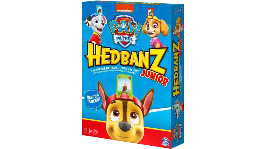 Spin Master - Hedbanz Junior – Paw Patrol, das witzige Ratespiel für 2-4 Fellfreunde ab 4 Jahren