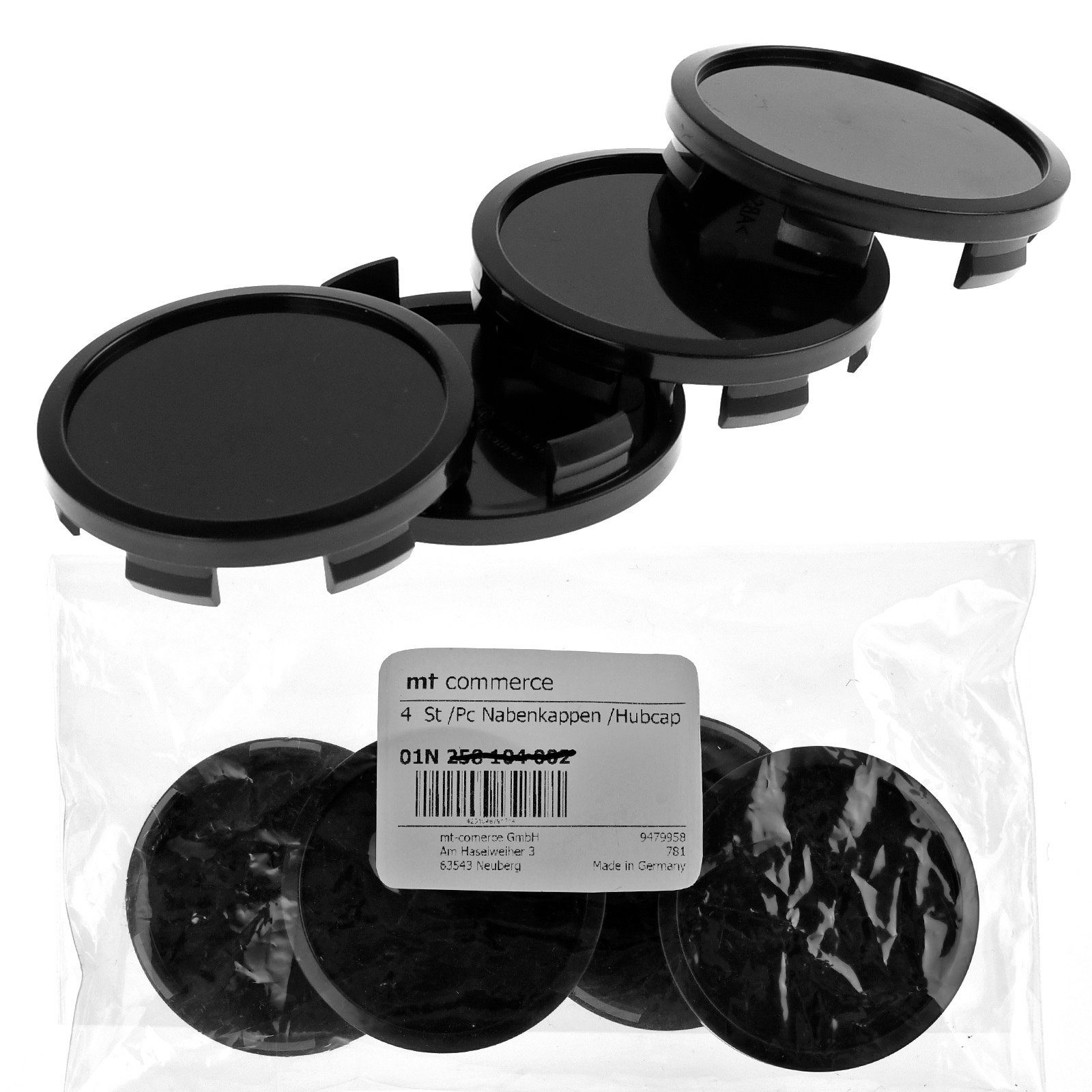 RKC Radkappe 4X 58,3mm Nabenkappen Radnaben Kappen Schwarz Flach für RH Felgen