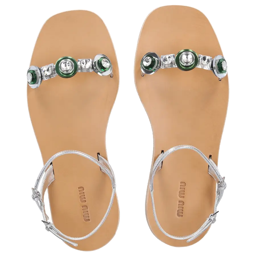 Miu Miu - Riemchensandalen Kalbsleder - silber