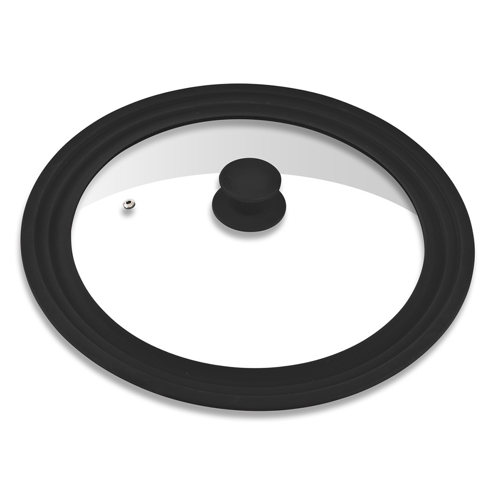 Steuber Universal-Glasdeckel mit Silikonrand, Ø 28 / 30 / 32 cm - schwarz