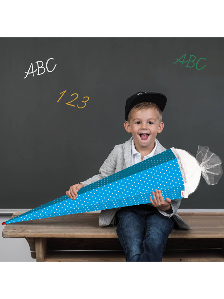 ROTH Bastel-Schultüte groß pazifikblau weiße Punkte 85 cm in Hellblau günstig kaufen onesize