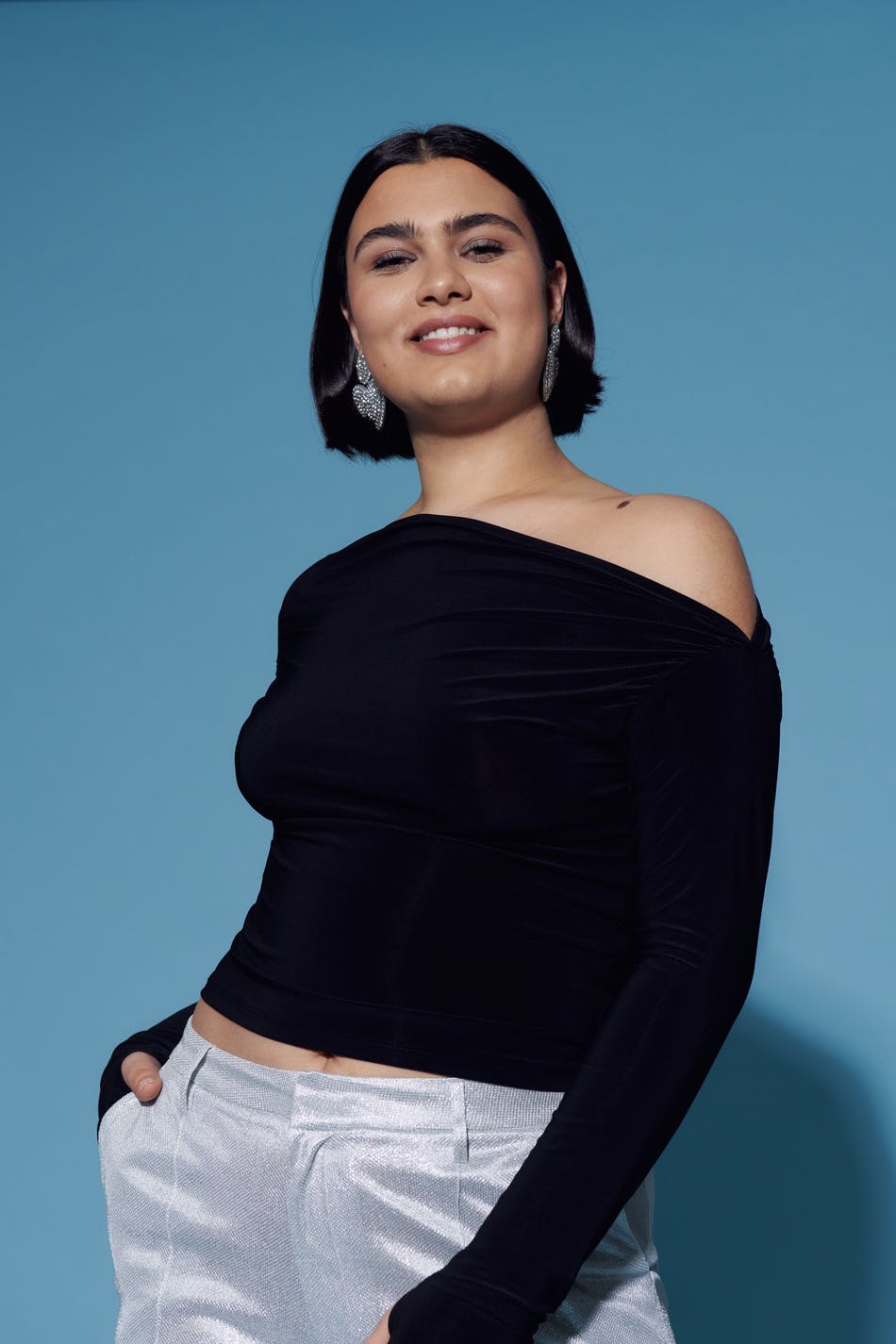 Ruched asymmetric top