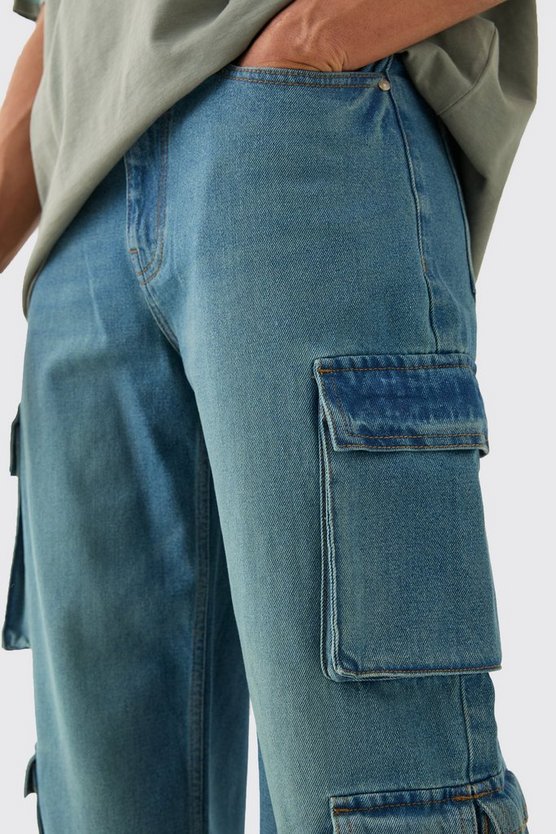 Lockere Jeans mit Cargo-Taschen
