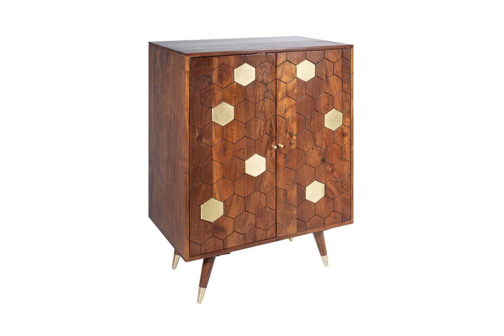 riess-ambiente Barschrank MYSTIC LIVING 75cm braun / gold (Einzelartikel, 1-St) Wohnzimmer· Massivholz · Retro · Akazie