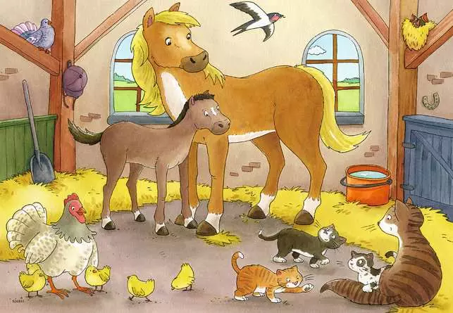 Kinderpuzzle ab 3 Jahren - Glückliche Tierfamilien - 12 Teile