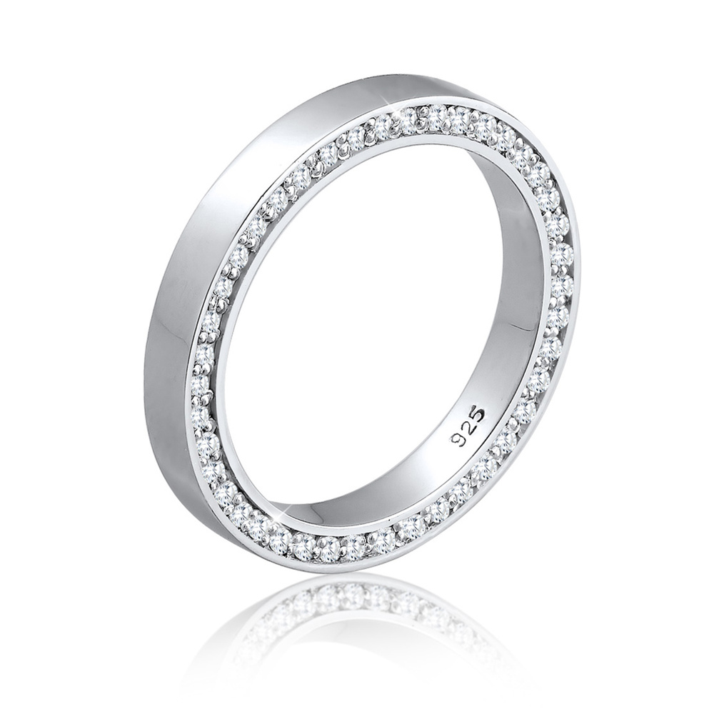 Elli PREMIUM Elli PREMIUM Bague Bandring Zirkonia Funkelnd Geo 925 Silber Joli Bague