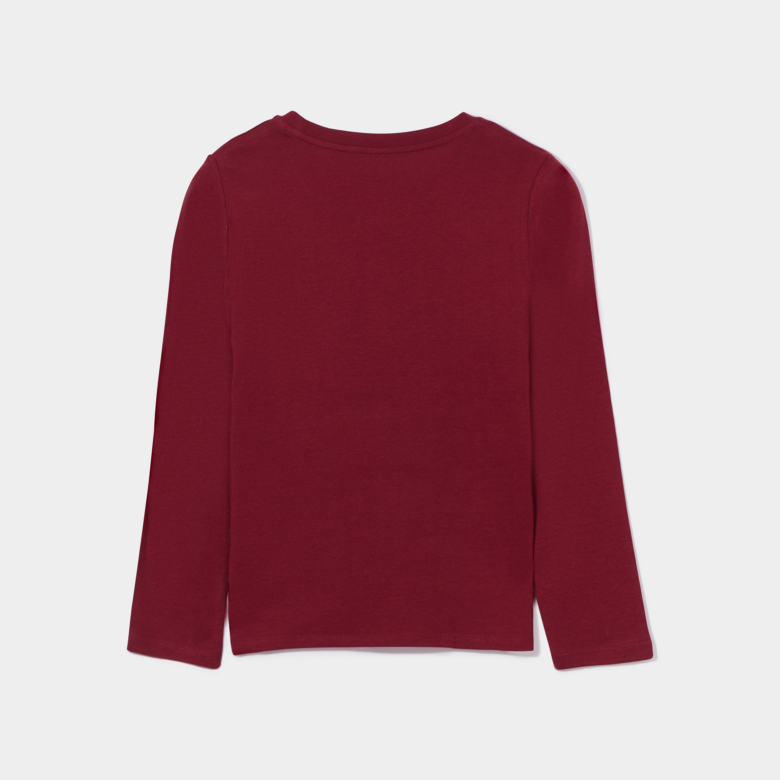T-shirt droit manches longues coton rouge foncé garçon | La Halle