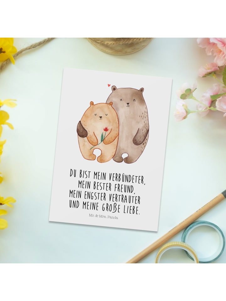 Mr. & Mrs. Panda Postkarte Bären Liebe mit Spruch in Weiß günstig kaufen onesize