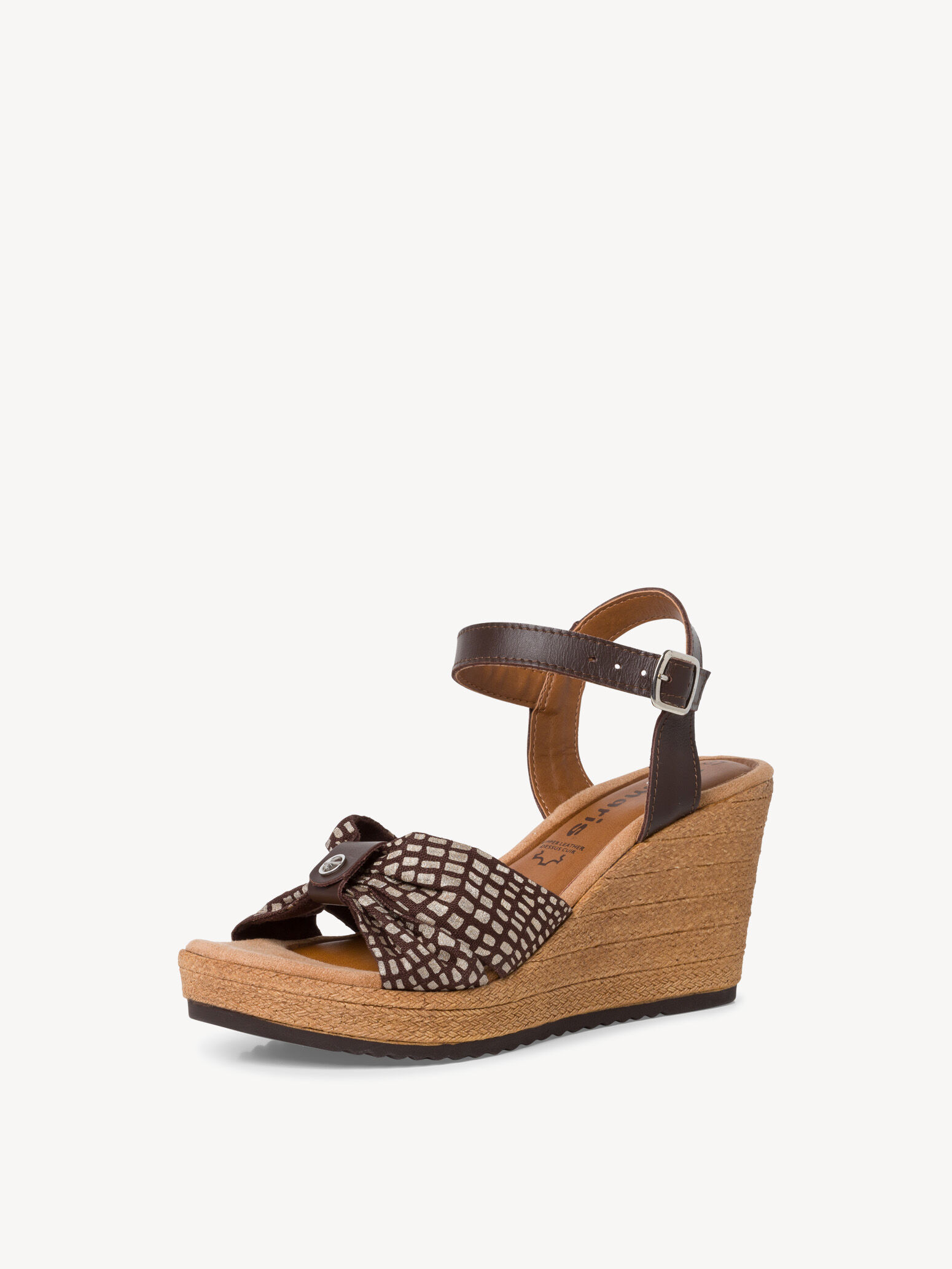 Sandale à talon en cuir - marron