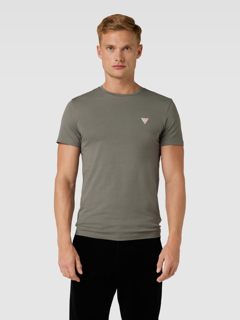 T-Shirt mit Label-Patch Modell 'JOE' in dunkelgrau