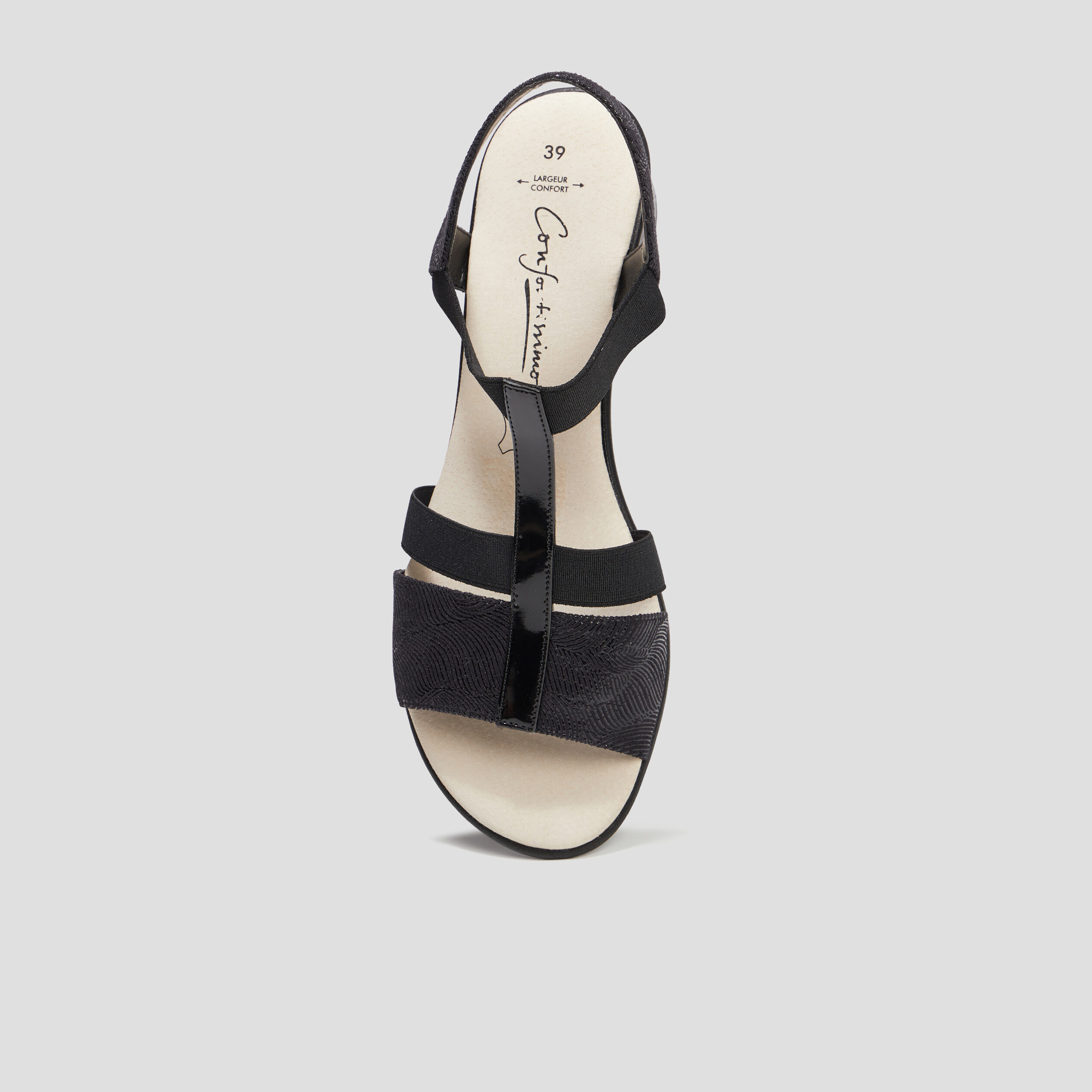 Sandales à talons pied large noir femme | La Halle
