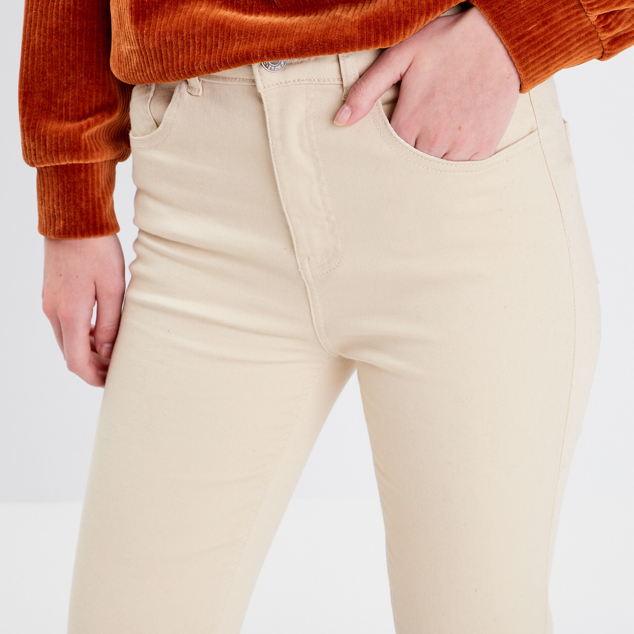 Jeans flare taille haute sable femme | Cache Cache