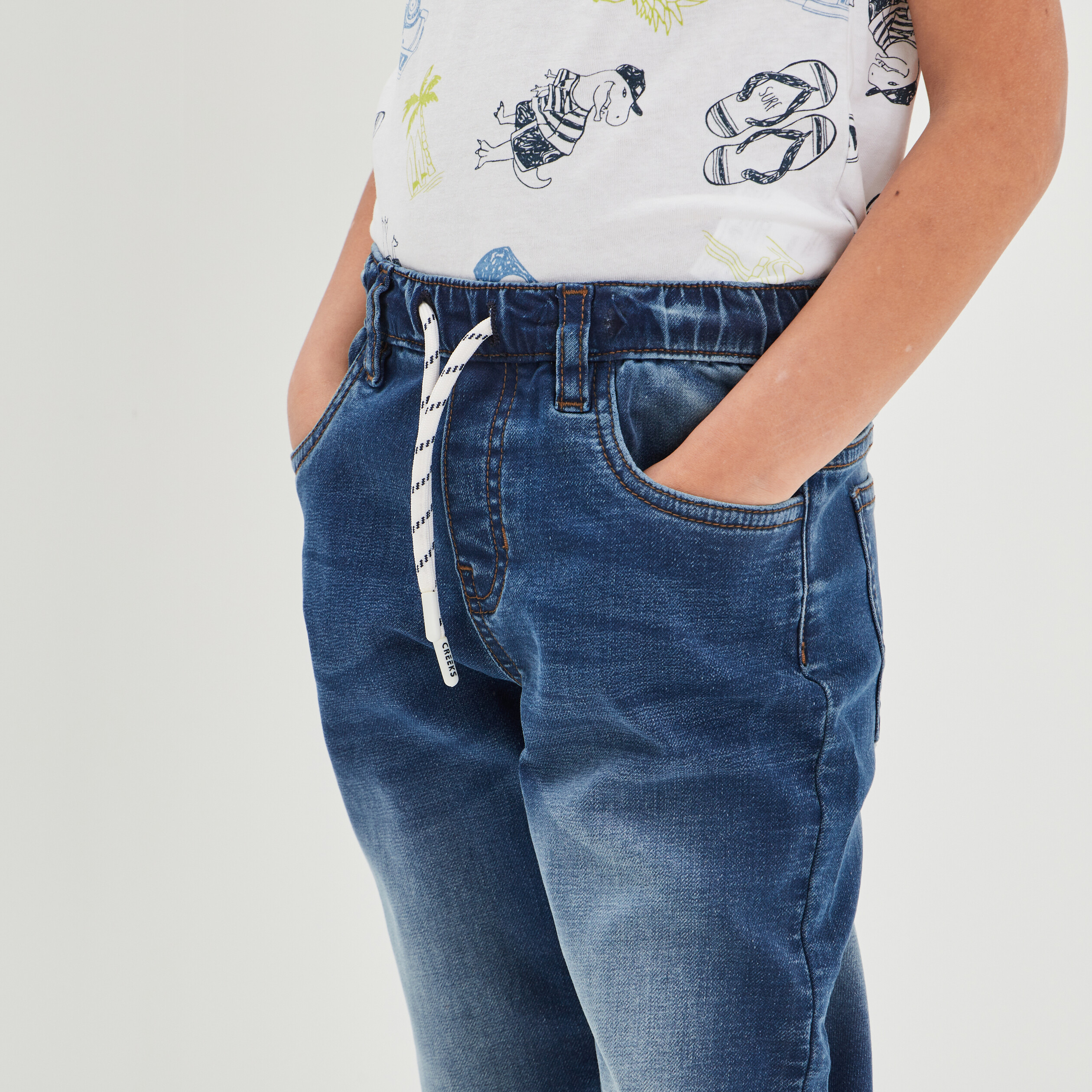 Jeans jogger Creeks denim stone garçon | La Halle