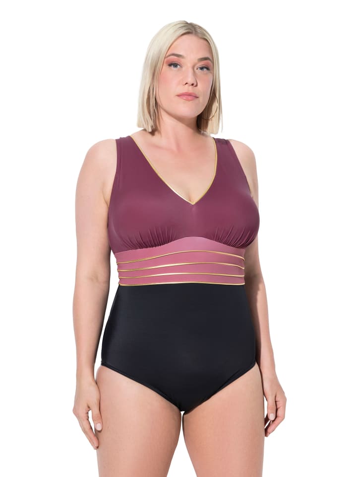 Ulla Popken Badeanzug in schwarz günstig kaufen