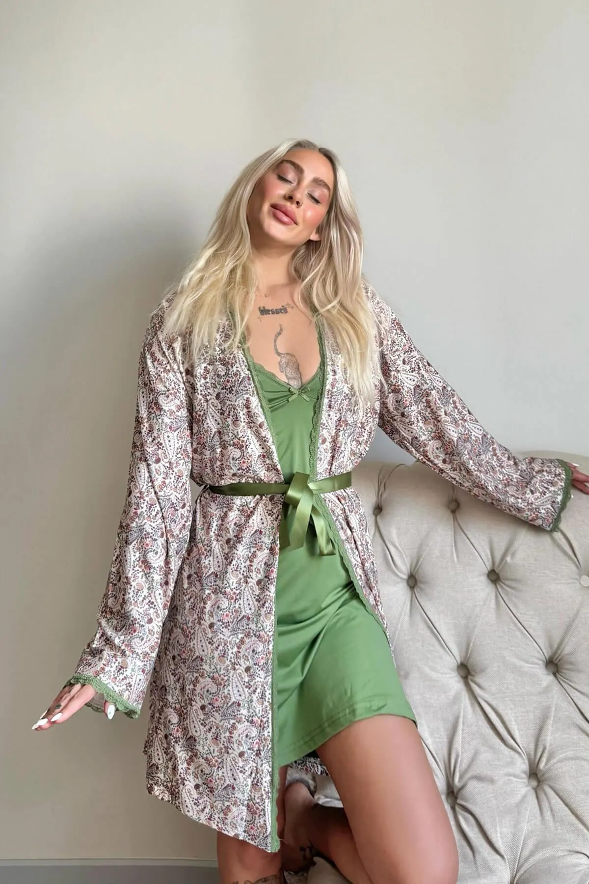 Pijamaevi  Pyjama set - Grün - Unifarben