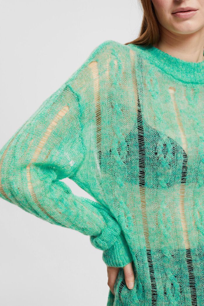 Offener Zopfstrickpullover mit Wolle